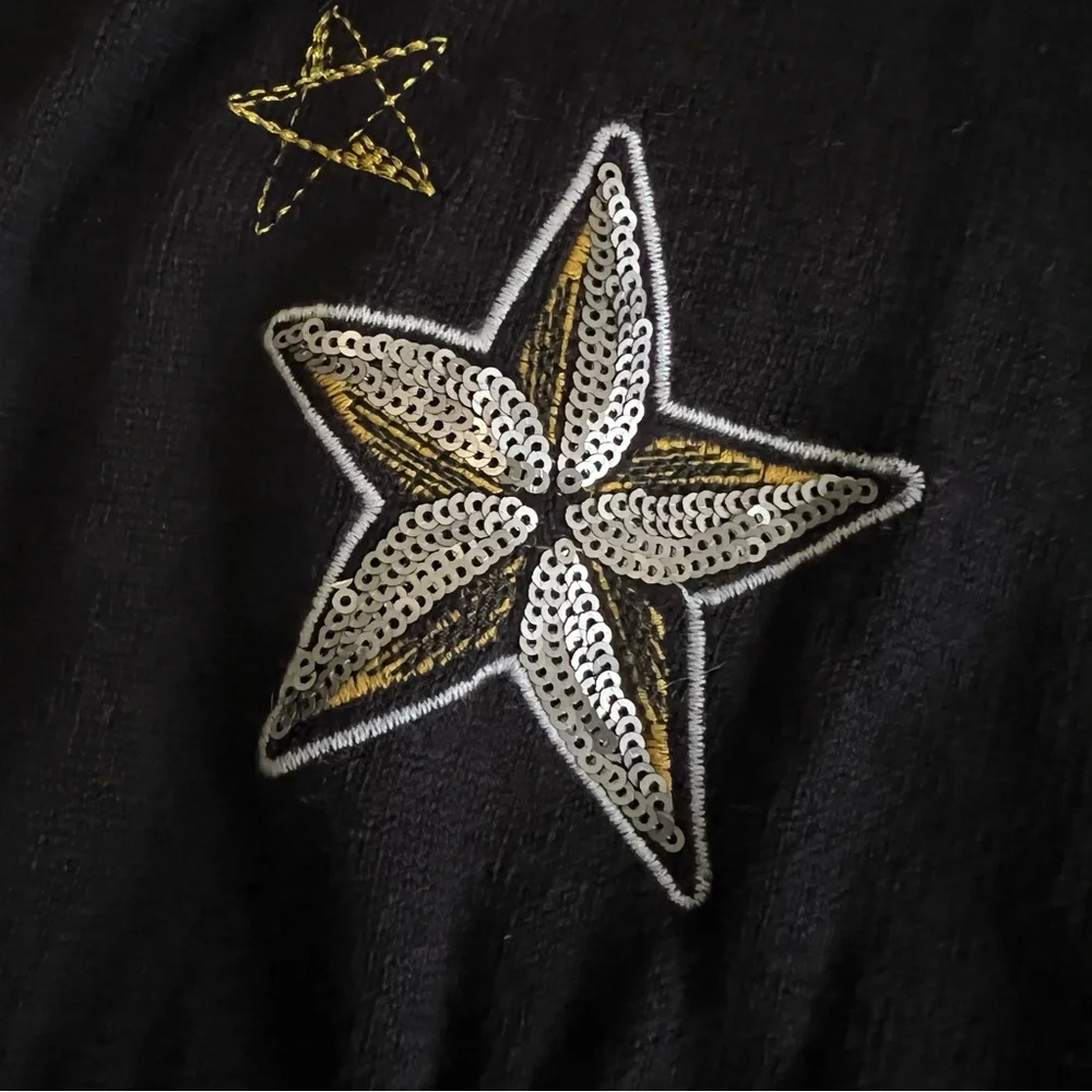 Torrid Black Crew Neck Sweater with Colorful Patches - Picture 7 of 7